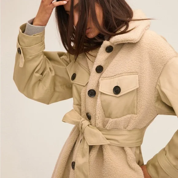 Marissa Webb FRANKIE SHERPA COATED CANVAS TRENCH